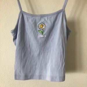 Daisy Embroidered Spaghetti Strap Top Sz S